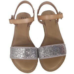 Gap Little Girl Tan Summer Sandals With Sparkly Silver Detail US 13